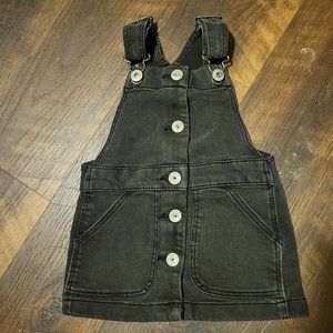Vintage Black Denim Overalls Skirt